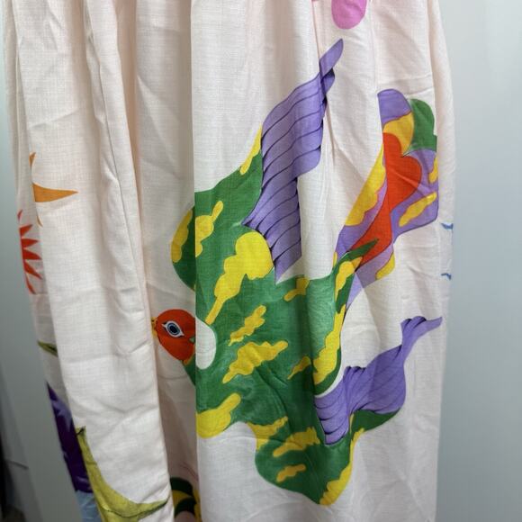 Bohemian Cami Maxi Dress Medium Graffiti Colorful Print Smocked Snake Dragon - Picture 13 of 16